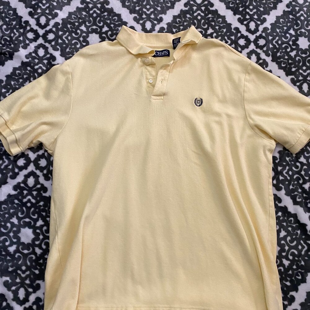 Yellow chaps 100% Cotton button up dress shirt mens size 2xl